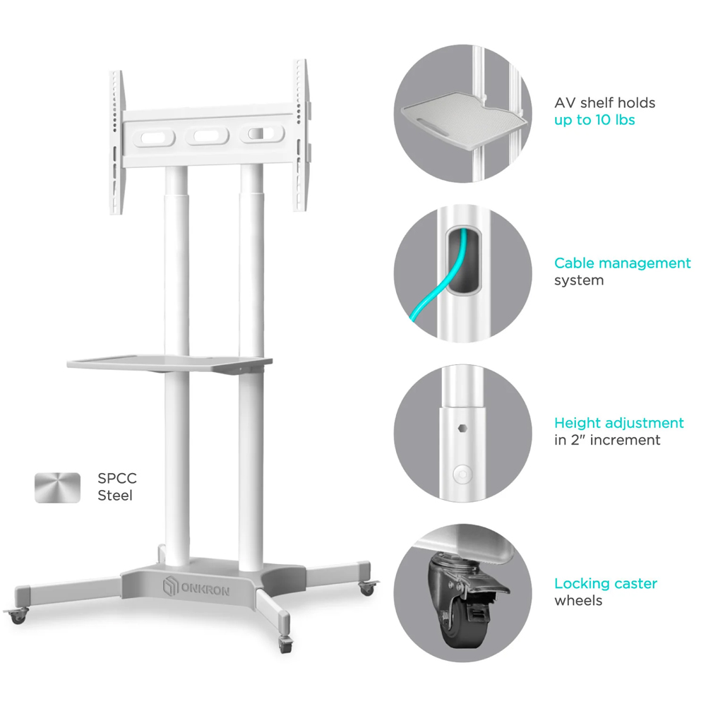 Soporte de TV móvil para 32"-65", blanco TS1351 - Imagen 6